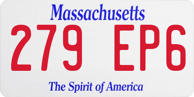MA license plate 279EP6