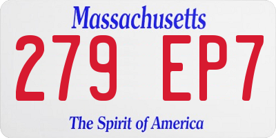MA license plate 279EP7