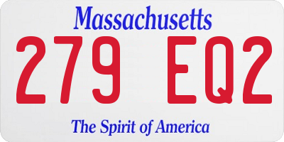 MA license plate 279EQ2