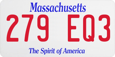 MA license plate 279EQ3