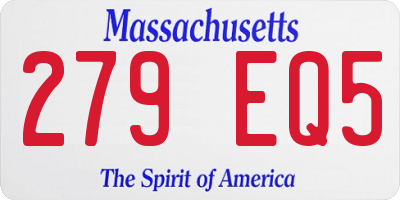 MA license plate 279EQ5
