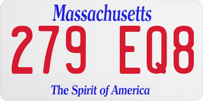 MA license plate 279EQ8