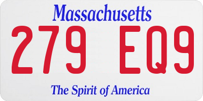 MA license plate 279EQ9