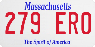 MA license plate 279ER0