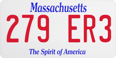 MA license plate 279ER3