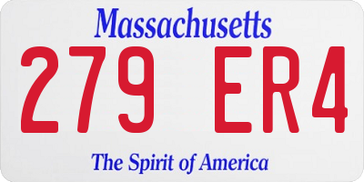 MA license plate 279ER4