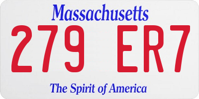 MA license plate 279ER7
