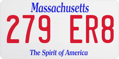 MA license plate 279ER8