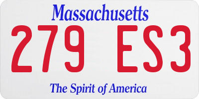 MA license plate 279ES3