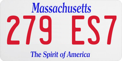 MA license plate 279ES7