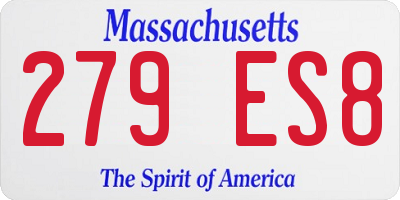 MA license plate 279ES8