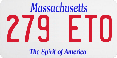 MA license plate 279ET0