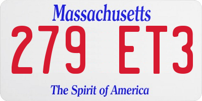 MA license plate 279ET3