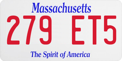MA license plate 279ET5