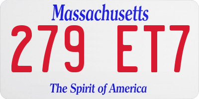 MA license plate 279ET7