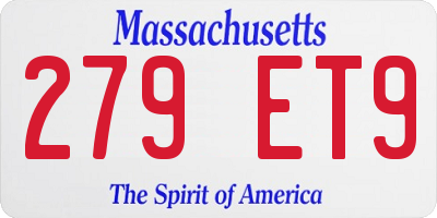 MA license plate 279ET9