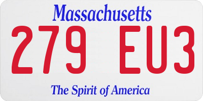 MA license plate 279EU3