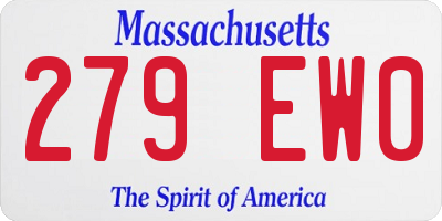 MA license plate 279EW0