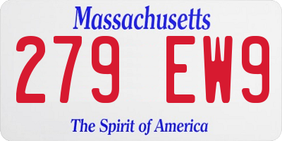 MA license plate 279EW9