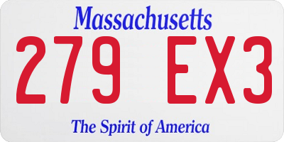 MA license plate 279EX3