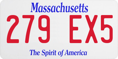 MA license plate 279EX5
