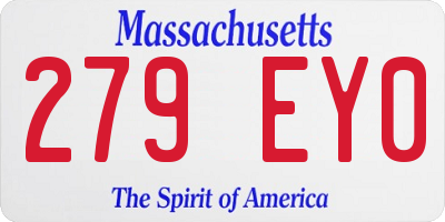 MA license plate 279EY0