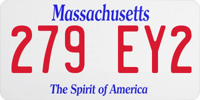 MA license plate 279EY2