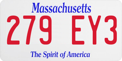 MA license plate 279EY3
