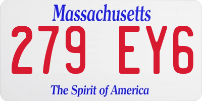 MA license plate 279EY6
