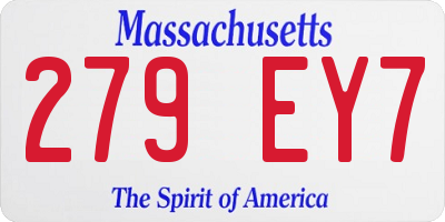 MA license plate 279EY7