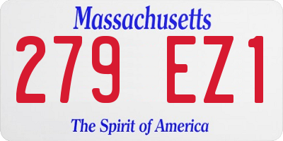 MA license plate 279EZ1