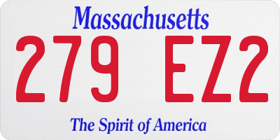 MA license plate 279EZ2