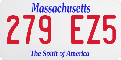 MA license plate 279EZ5