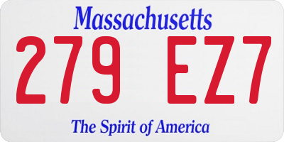 MA license plate 279EZ7