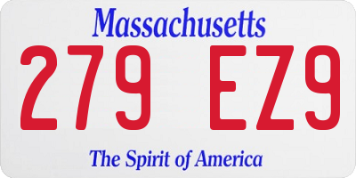 MA license plate 279EZ9