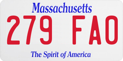 MA license plate 279FA0