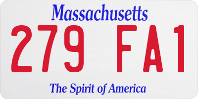 MA license plate 279FA1