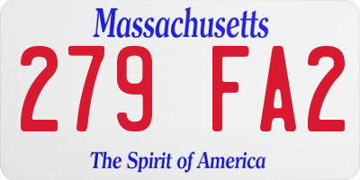 MA license plate 279FA2