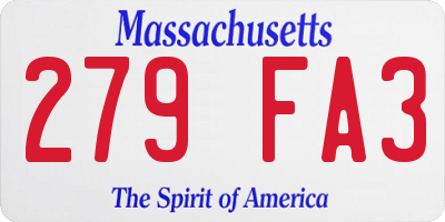 MA license plate 279FA3