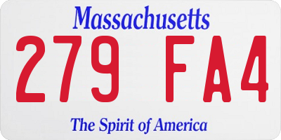 MA license plate 279FA4
