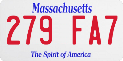 MA license plate 279FA7