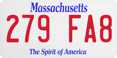 MA license plate 279FA8