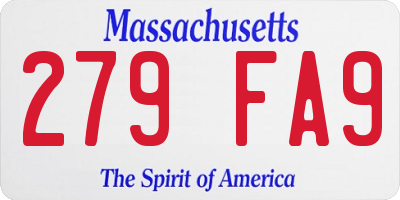 MA license plate 279FA9