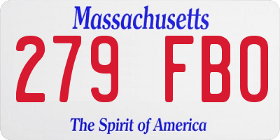 MA license plate 279FB0