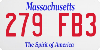 MA license plate 279FB3