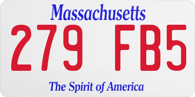 MA license plate 279FB5