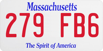 MA license plate 279FB6