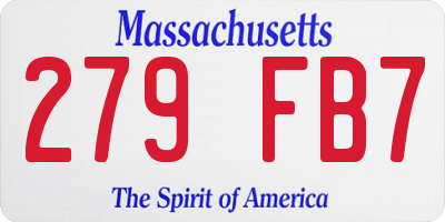 MA license plate 279FB7