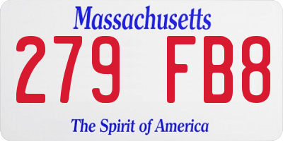 MA license plate 279FB8