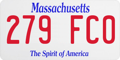 MA license plate 279FC0